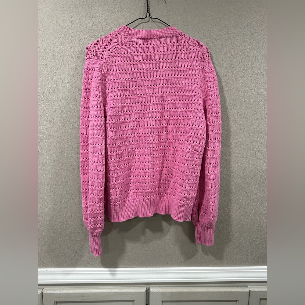 JCrew Balloon Sleeve Pointelle Sweater Size Medium - Picture 4 of 6